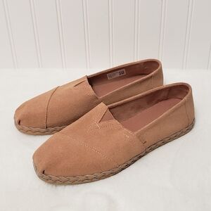 TOMS Alpargata Leather Wrap Rose Pink Flat Slip-On Espadrilles Size 9